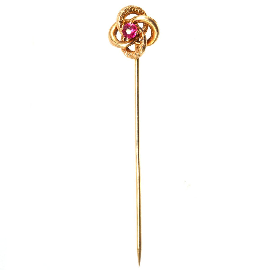 Victorian 15ct Gold Ruby Twist Knot Tie Pin | Parkin and Gerrish | Antique & Vintage Jewellery