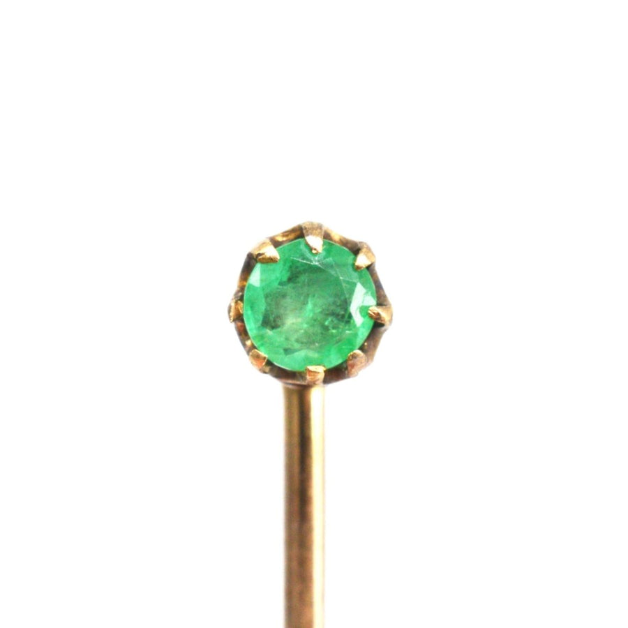 Victorian 15ct Gold Single Emerald Tie Pin | Parkin and Gerrish | Antique & Vintage Jewellery