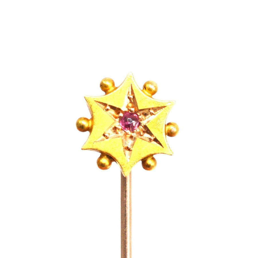 Victorian 15ct Gold Star Tie Pin with Ruby | Parkin and Gerrish | Antique & Vintage Jewellery