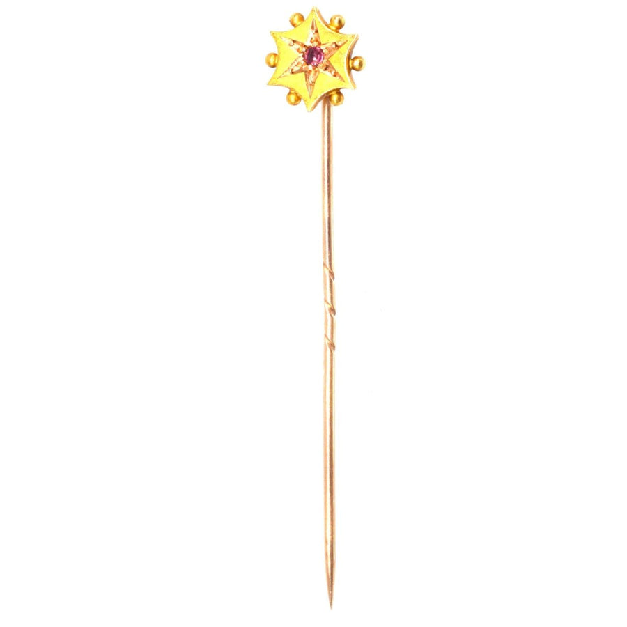 Victorian 15ct Gold Star Tie Pin with Ruby | Parkin and Gerrish | Antique & Vintage Jewellery
