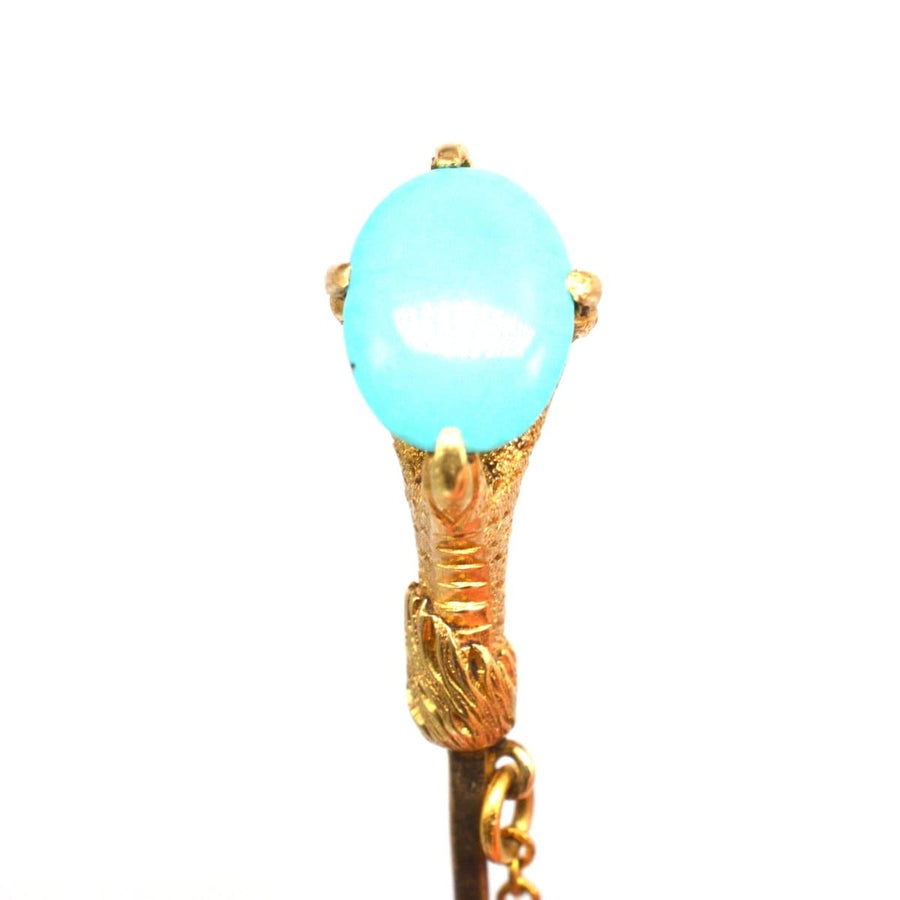 Victorian 15ct Gold Tie Pin of a Eagle Claw Holding a Turquoise | Parkin and Gerrish | Antique & Vintage Jewellery