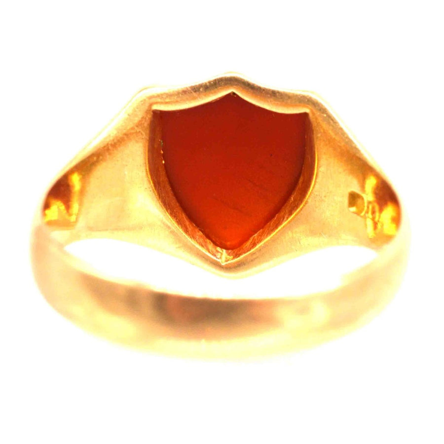 Victorian 18ct Gold and Carnelian Shield Signet Ring | Parkin and Gerrish | Antique & Vintage Jewellery