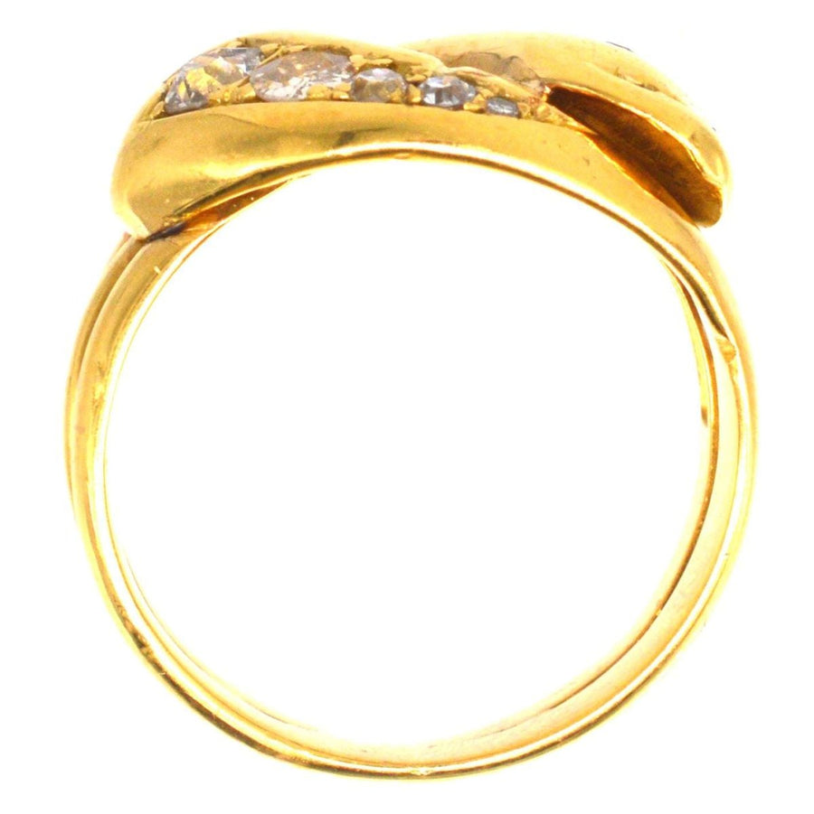 Victorian 18ct Gold Double Snake Ring Set with Diamonds and Ruby Eyes | Parkin and Gerrish | Antique & Vintage Jewellery