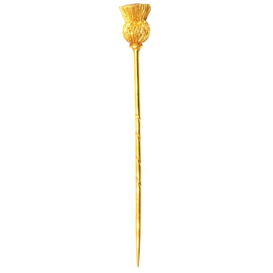 Victorian 18ct Gold Scottish Thistle Tie Pin | Parkin and Gerrish | Antique & Vintage Jewellery
