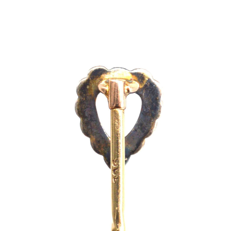 Victorian 9ct Gold and Silver Paste Heart Tie Pin | Parkin and Gerrish | Antique & Vintage Jewellery