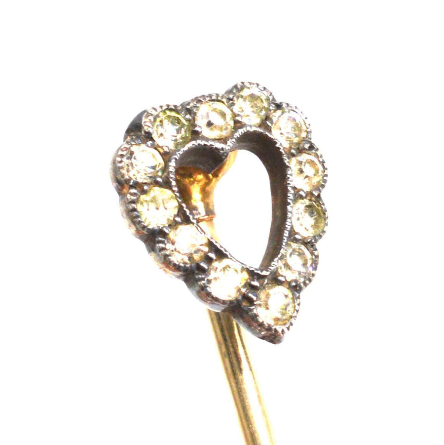 Victorian 9ct Gold and Silver Paste Heart Tie Pin | Parkin and Gerrish | Antique & Vintage Jewellery