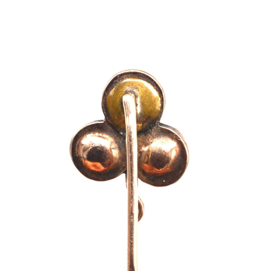 Victorian 9ct Gold Green Paste Clover Tie Pin | Parkin and Gerrish | Antique & Vintage Jewellery