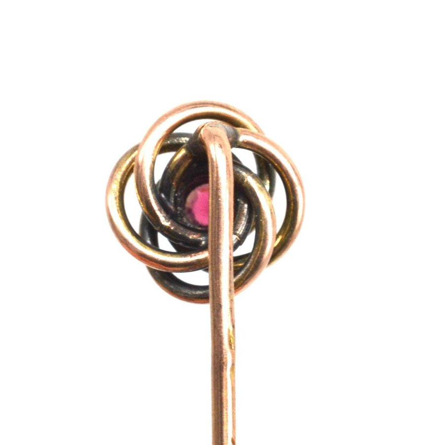 Victorian 9ct Gold Knot Tie Pin with Ruby | Parkin and Gerrish | Antique & Vintage Jewellery