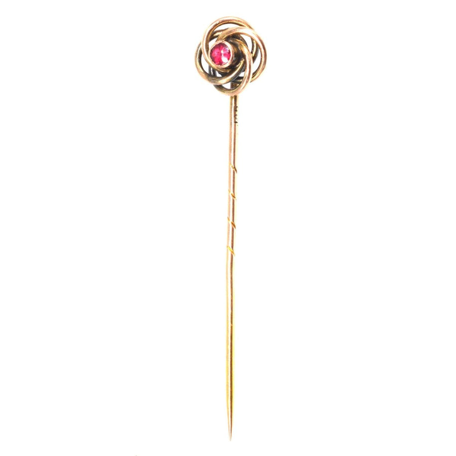 Victorian 9ct Gold Knot Tie Pin with Ruby | Parkin and Gerrish | Antique & Vintage Jewellery