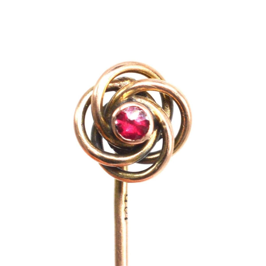 Victorian 9ct Gold Knot Tie Pin with Ruby | Parkin and Gerrish | Antique & Vintage Jewellery