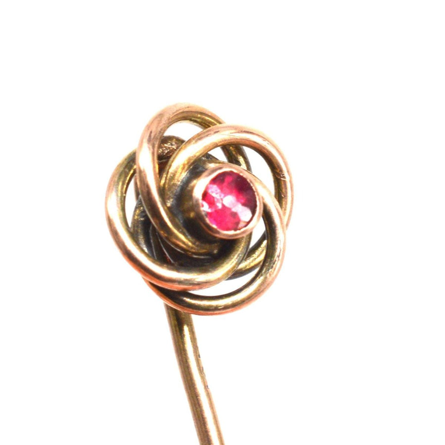 Victorian 9ct Gold Knot Tie Pin with Ruby | Parkin and Gerrish | Antique & Vintage Jewellery