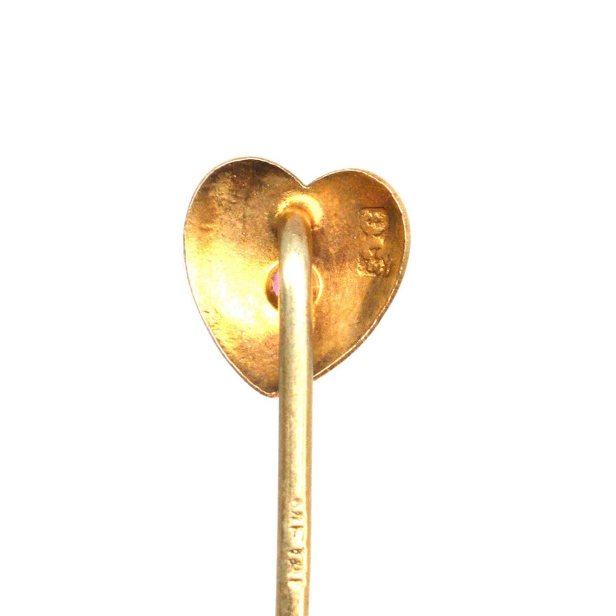 Victorian 9ct Gold Ruby Heart Tie Pin | Parkin and Gerrish | Antique & Vintage Jewellery