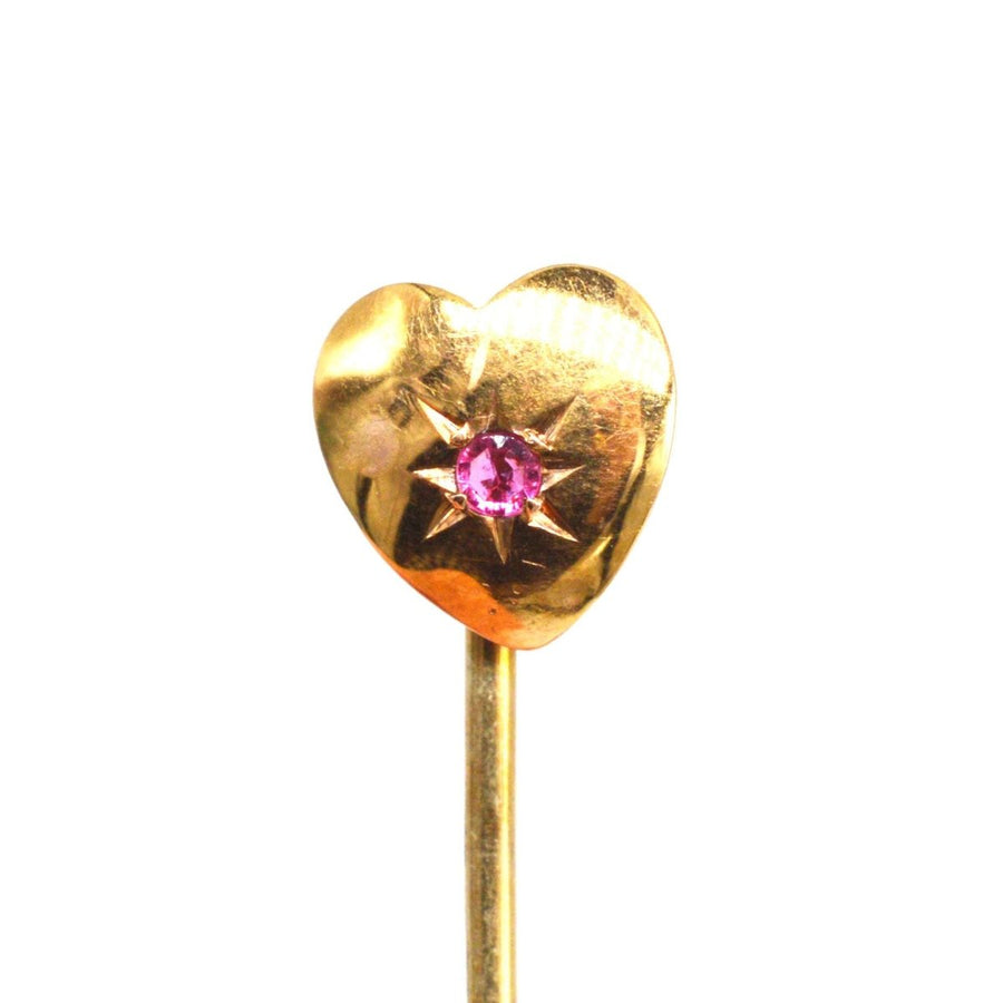 Victorian 9ct Gold Ruby Heart Tie Pin | Parkin and Gerrish | Antique & Vintage Jewellery
