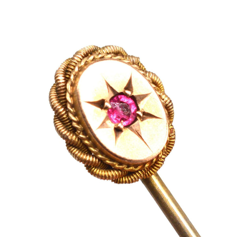 Victorian 9ct Gold Ruby Tie Pin | Parkin and Gerrish | Antique & Vintage Jewellery