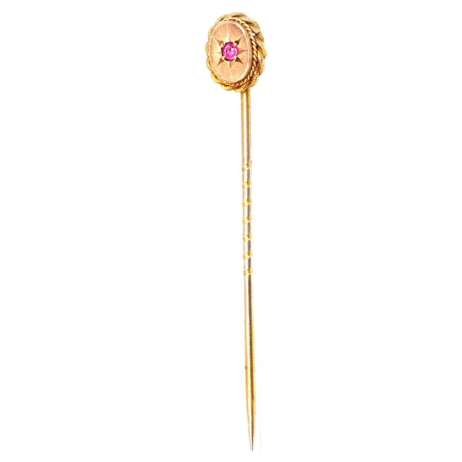 Victorian 9ct Gold Ruby Tie Pin | Parkin and Gerrish | Antique & Vintage Jewellery