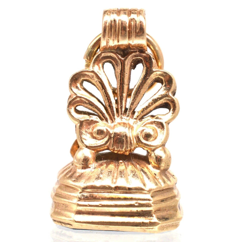 Victorian 9ct Gold Scallop Shell Seal Pendant with a Bloodstone Base
