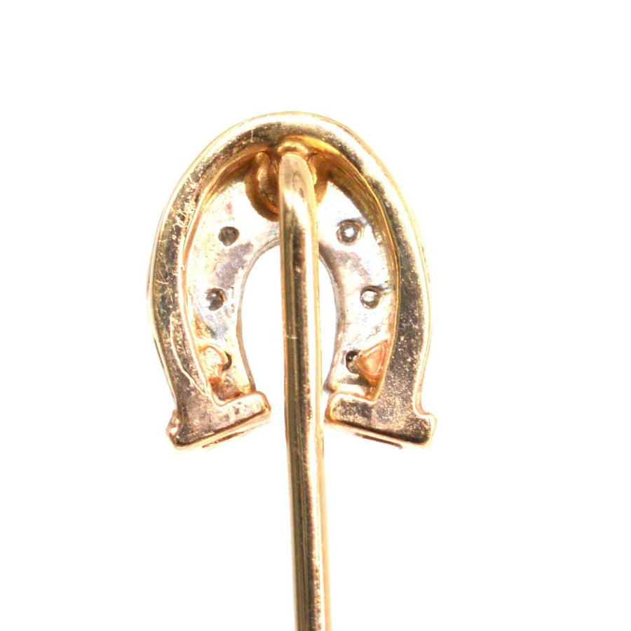 Vintage 14ct Gold and Platinum Diamond Horseshoe Tie Pin
