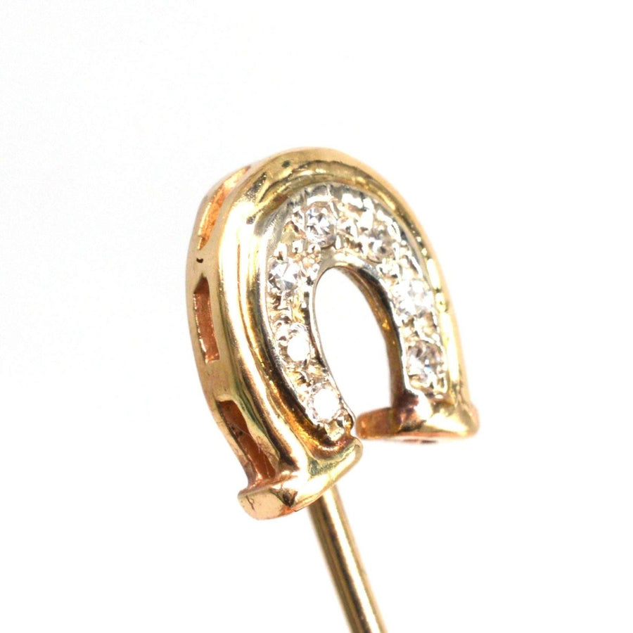 Vintage 14ct Gold and Platinum Diamond Horseshoe Tie Pin
