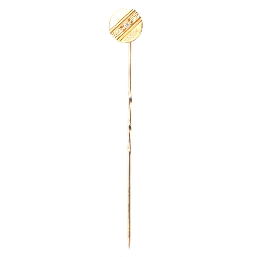 Vintage 9ct Gold Diamond Tie Pin with a Diamond | Parkin and Gerrish (UK)