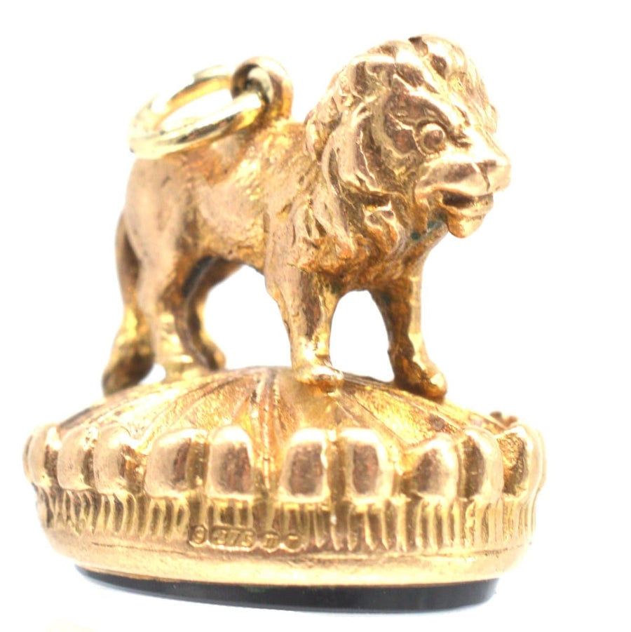 Vintage 9ct Gold Lion Seal with an Onyx Base | Parkin and Gerrish | Antique & Vintage Jewellery