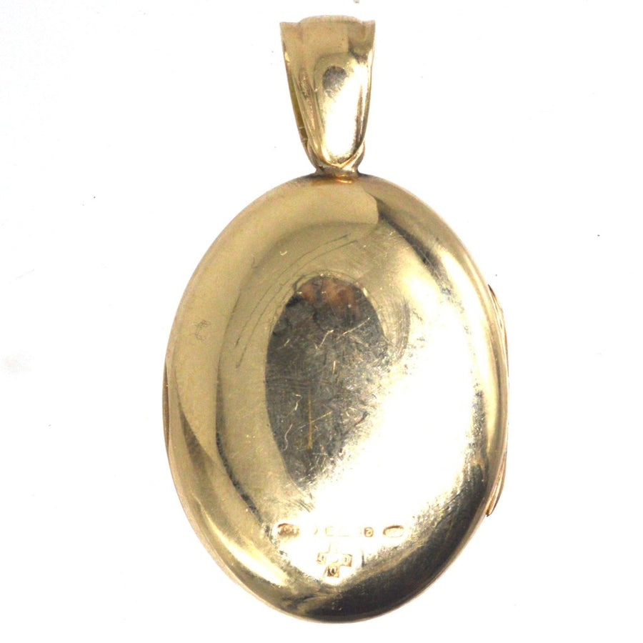 Vintage 9ct Gold Plain Oval Locket with Two Compartments | Parkin and Gerrish (UK)