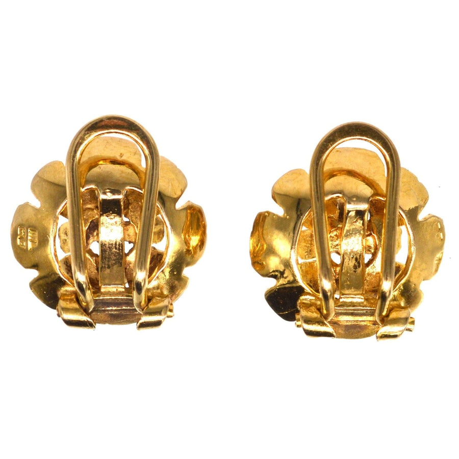 1940s 9ct Gold Flower Clip On Earrings | Parkin and Gerrish | Antique & Vintage Jewellery