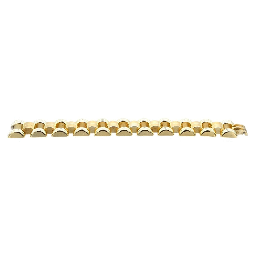 1940s French Geometric Gold-Tone Tank Bracelet Signed By de Farre | Parkin and Gerrish | Antique & Vintage Jewellery