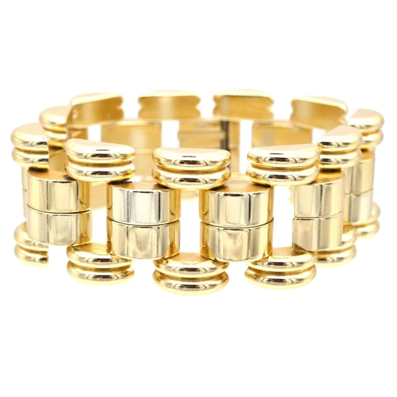 1940s French Geometric Gold-Tone Tank Bracelet Signed By de Farre