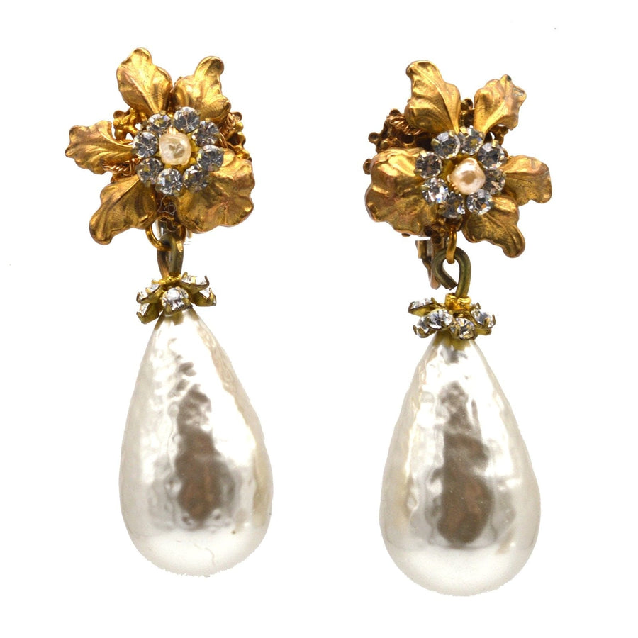 1960s Miriam Haskell Faux Pearl Earrings | Parkin and Gerrish | Antique & Vintage Jewellery