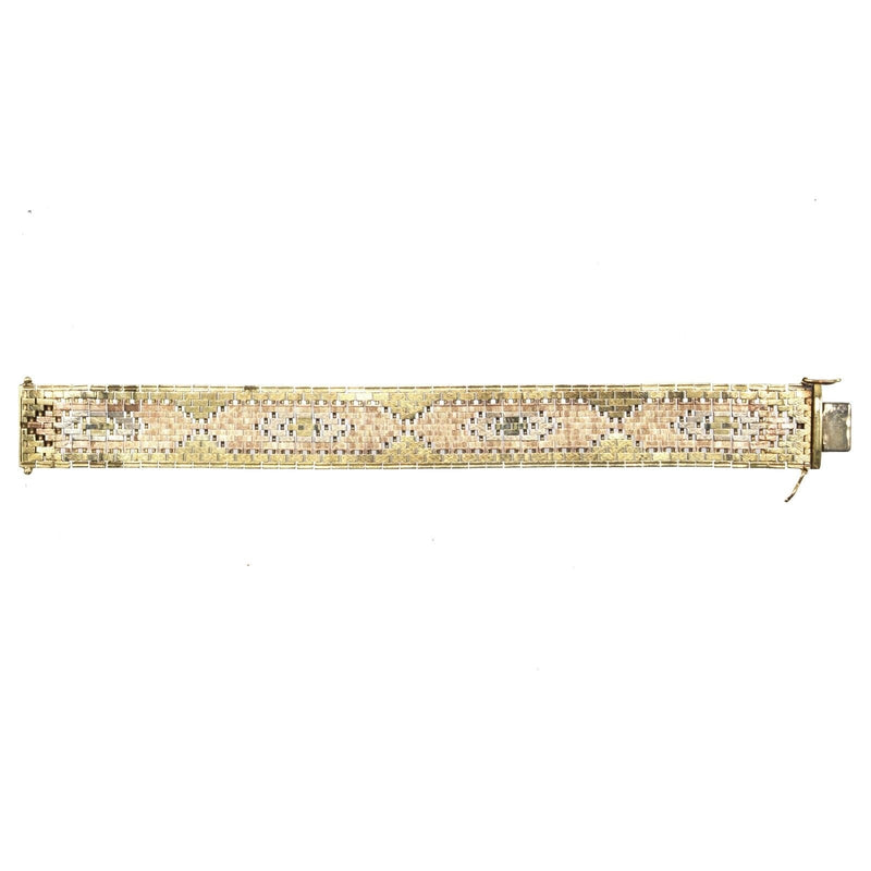Bracelet tissé en or 9 carats tricolore des années 1970