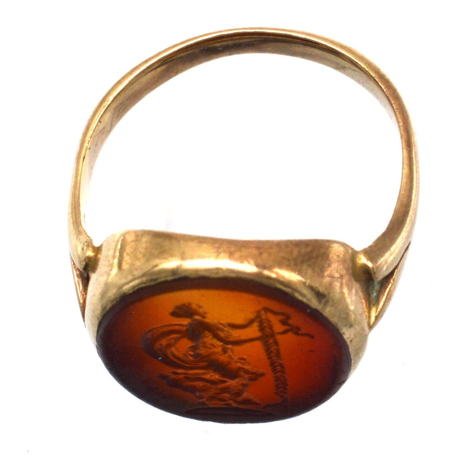 19th Century 9ct Gold Carnelian Ring with Intaglio of Goddess Nike | Parkin and Gerrish | Antique & Vintage Jewellery