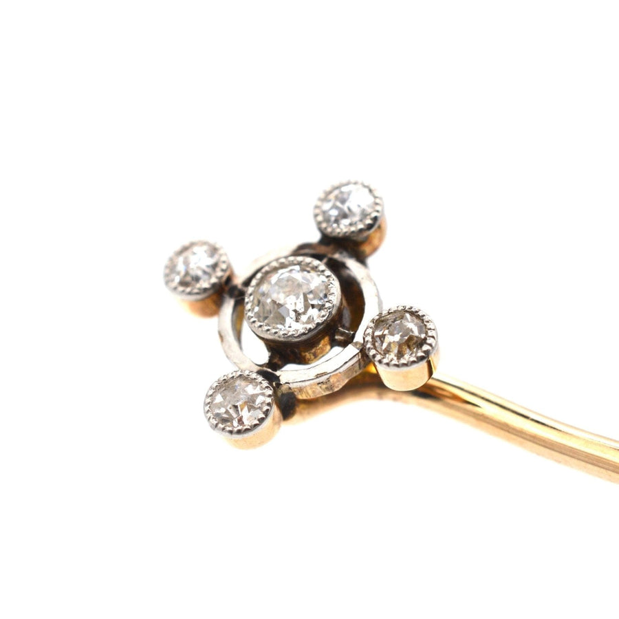 Art Deco 15ct Gold & Diamond Circular Tie Pin | Parkin and Gerrish | Antique & Vintage Jewellery