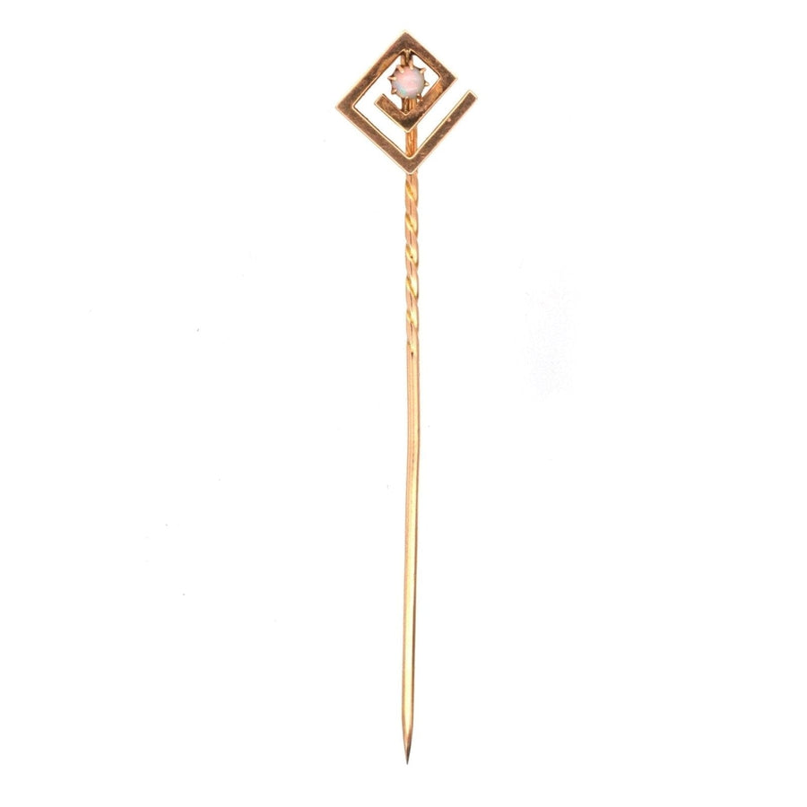 Art Deco 15ct Gold & Opal Geometric Tie Pin | Parkin and Gerrish | Antique & Vintage Jewellery