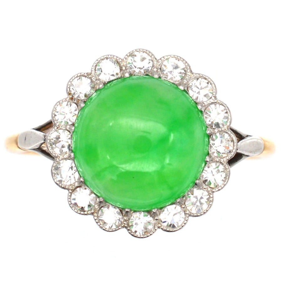 Art Deco 18ct Gold, Imperial Jade & Diamond Ring | Parkin and Gerrish | Antique & Vintage Jewellery