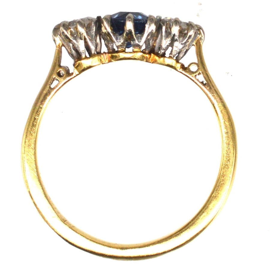 Art Deco 18ct Gold, Sapphire Diamond Three Stone Ring | Parkin and Gerrish | Antique & Vintage Jewellery