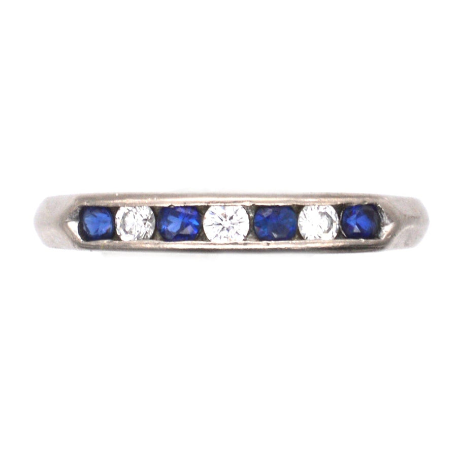 Vintage 18ct White Gold, Sapphire & Diamond Half Eternity Ring | Parkin and Gerrish | Antique & Vintage Jewellery