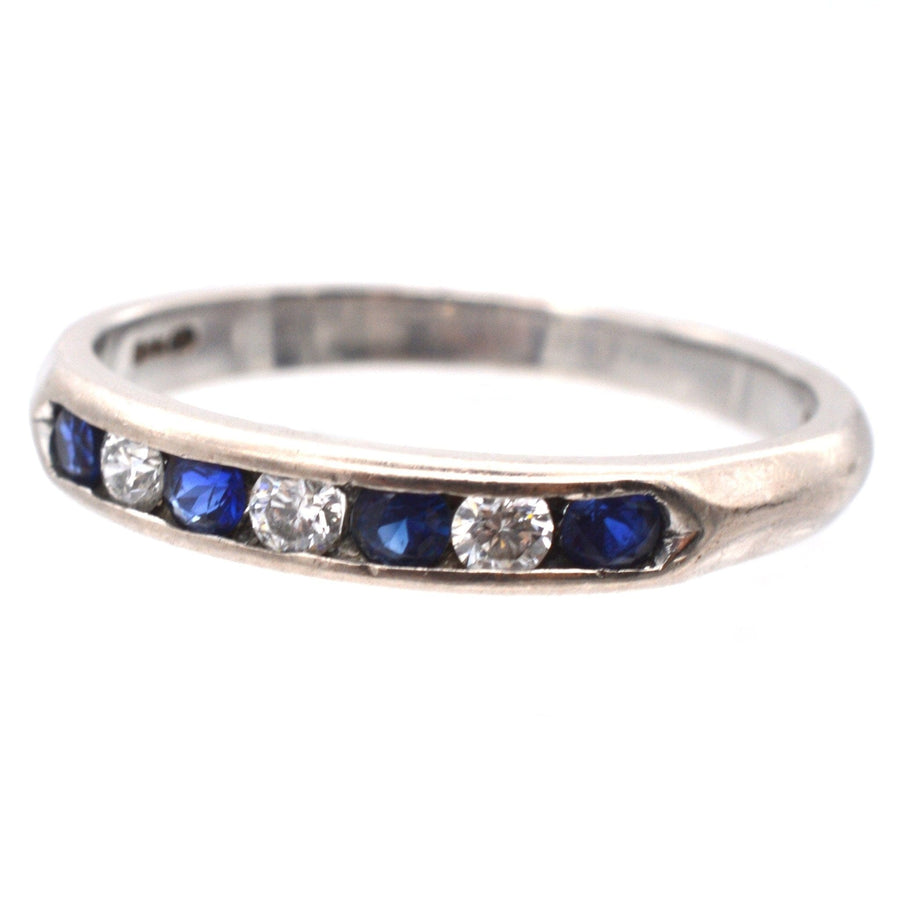 Vintage 18ct White Gold, Sapphire & Diamond Half Eternity Ring | Parkin and Gerrish | Antique & Vintage Jewellery