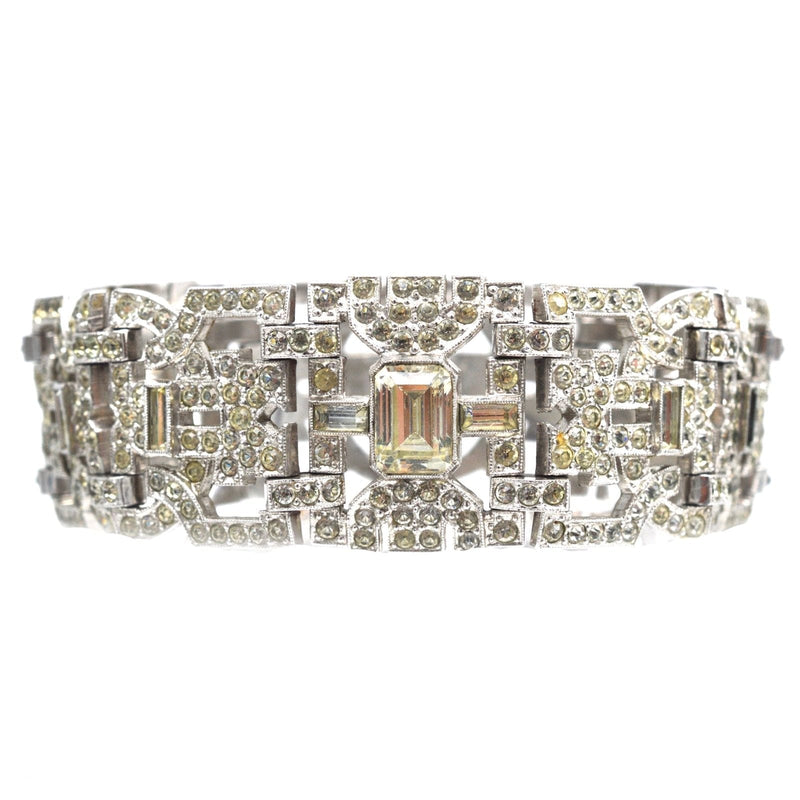Art Deco Chrome "Diamond" Paste Bracelet