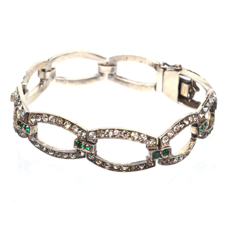 Bracelet Art Déco en pâte verte et blanche