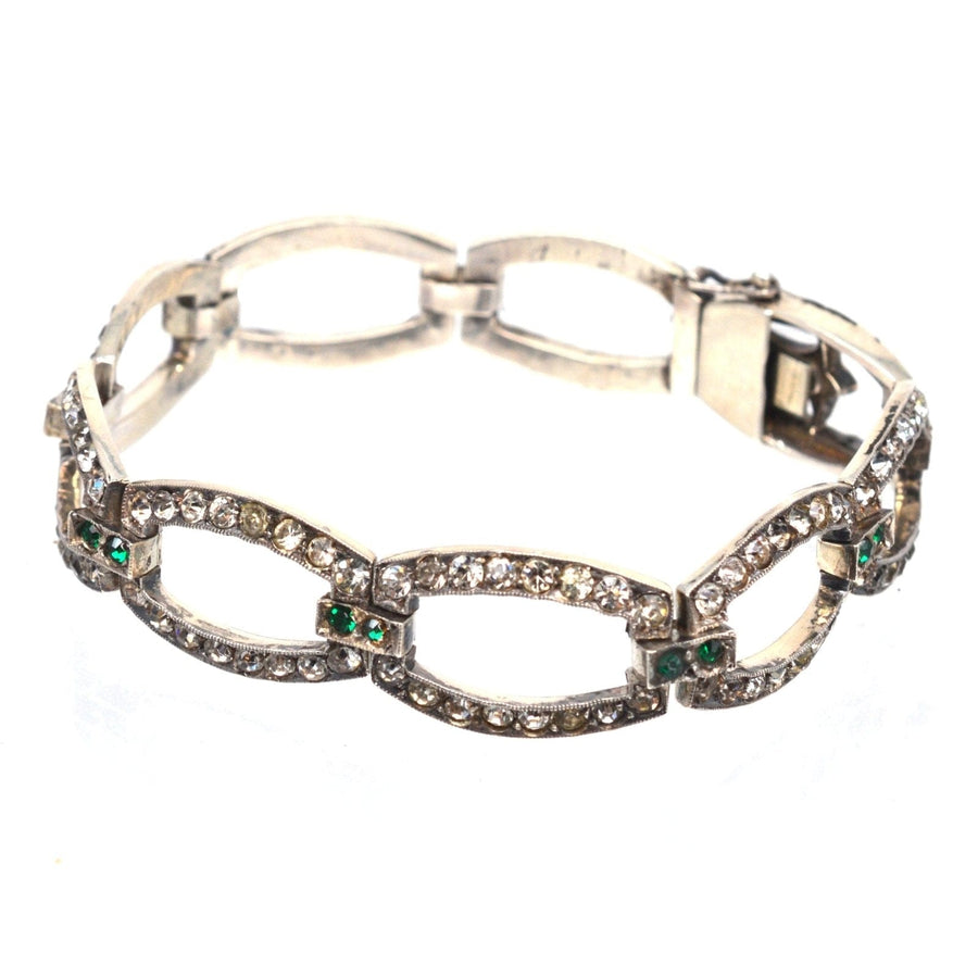 Art Deco Green and White Paste Bracelet | Parkin and Gerrish | Antique & Vintage Jewellery