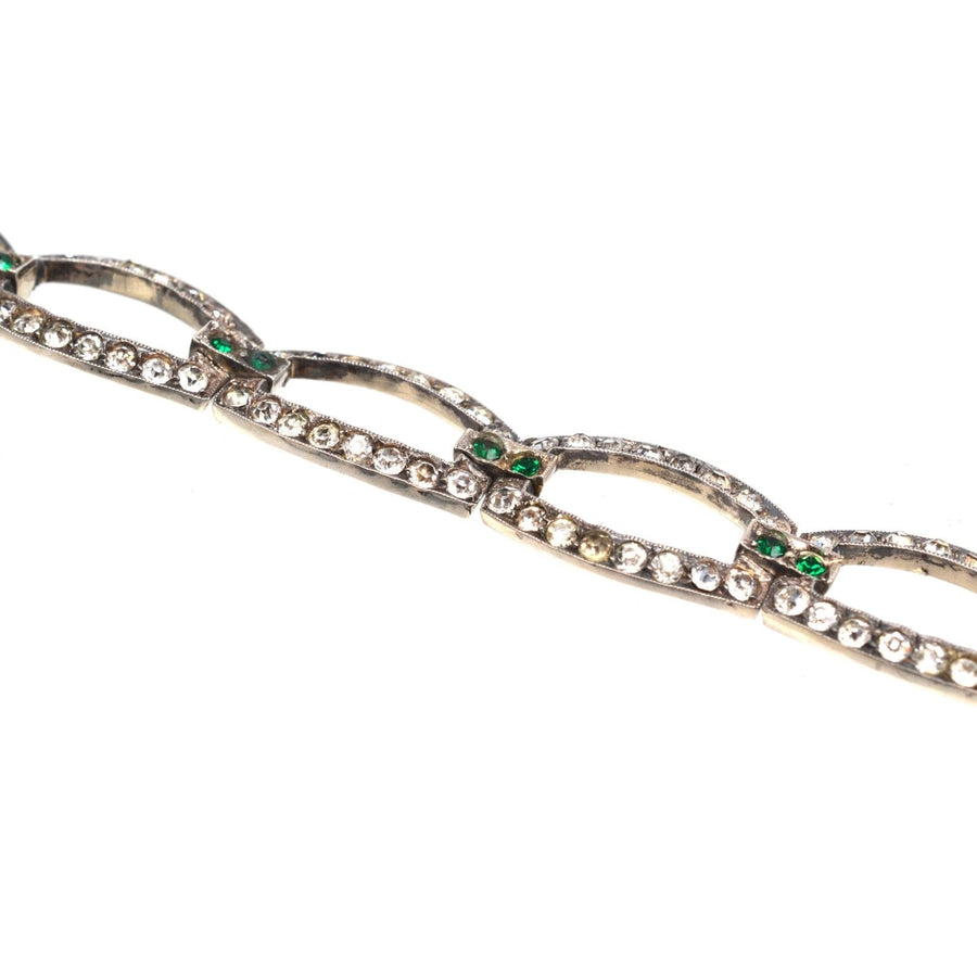 Art Deco Green and White Paste Bracelet | Parkin and Gerrish | Antique & Vintage Jewellery