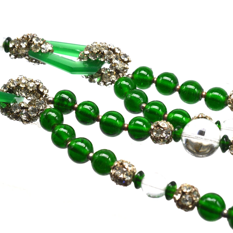 Art Deco Long Bead Green Necklace | Parkin and Gerrish | Antique & Vintage Jewellery