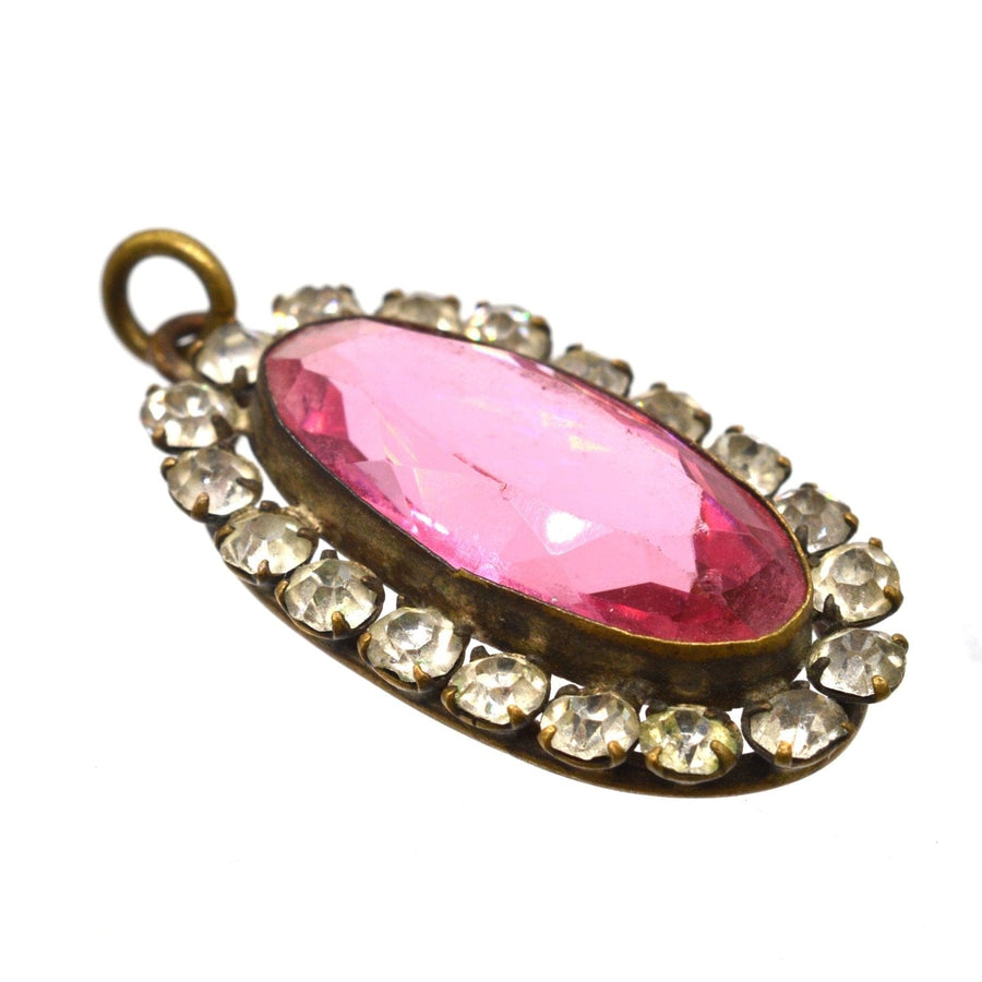 Art Deco Pink and White Paste Cluster Oval Pendant | Parkin and Gerrish | Antique & Vintage Jewellery