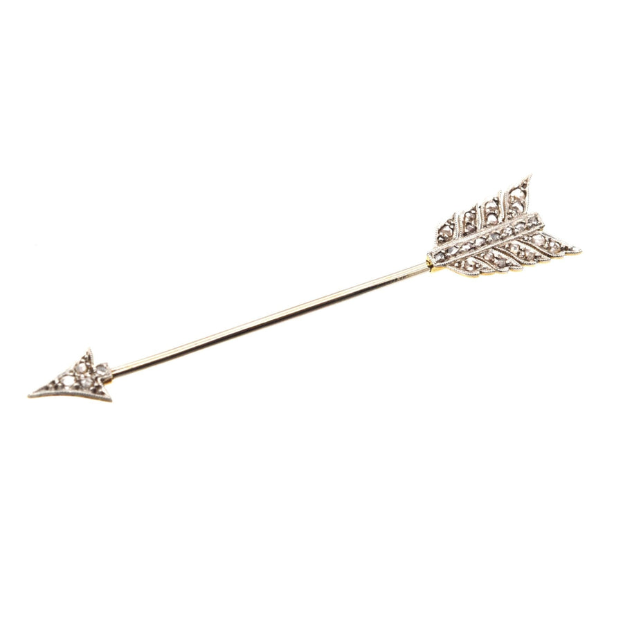 Art Deco Platinum & 18ct Gold, Rose Cut Diamond Arrow Jabot Pin Brooch | Parkin and Gerrish | Antique & Vintage Jewellery