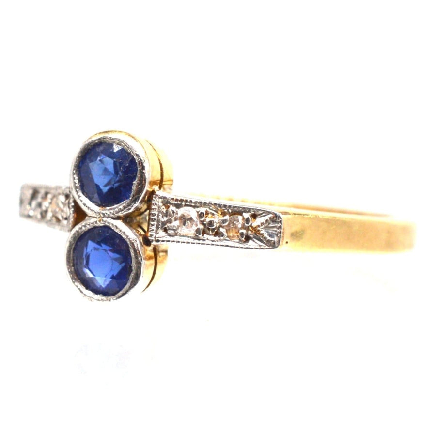 Art Deco Platinum and 18ct Gold Sapphire and Diamond Ring | Parkin and Gerrish | Antique & Vintage Jewellery