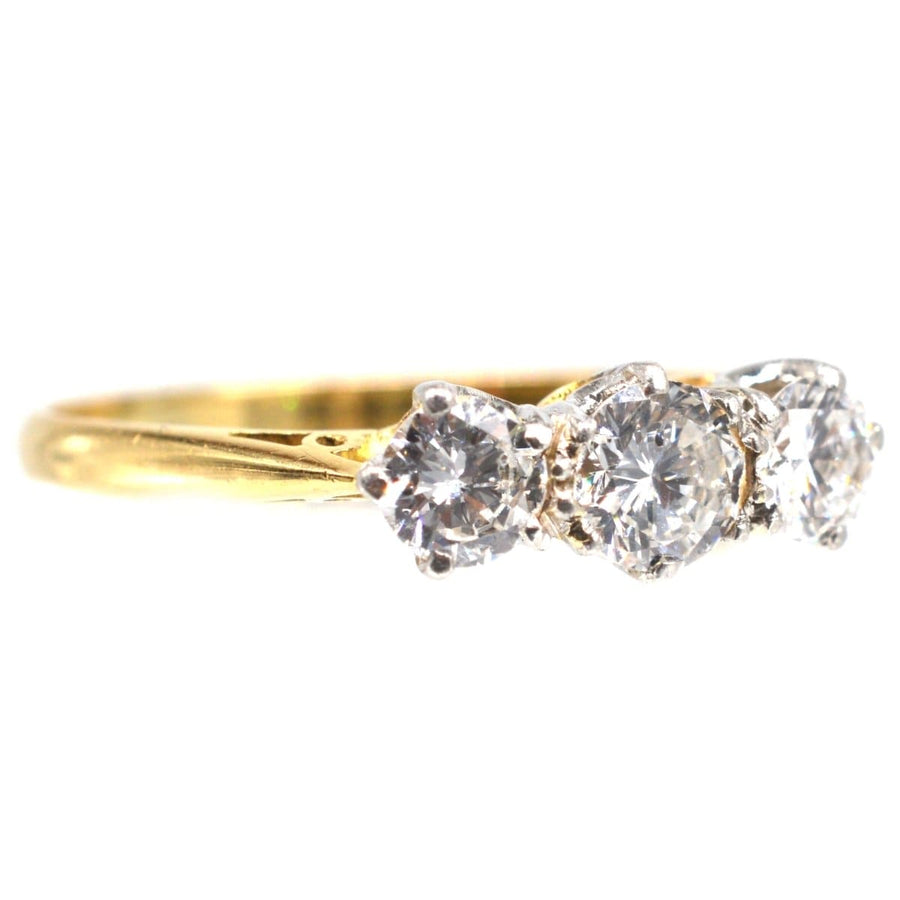 Art Deco Platinum and 18ct Gold Three Stone Diamond Ring | Parkin and Gerrish | Antique & Vintage Jewellery