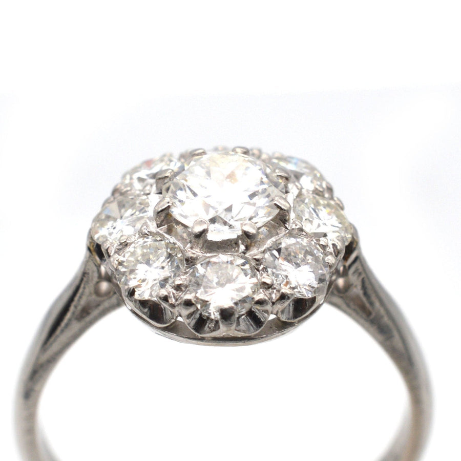 Art Deco Platinum and Diamond Cluster Ring | Parkin and Gerrish | Antique & Vintage Jewellery