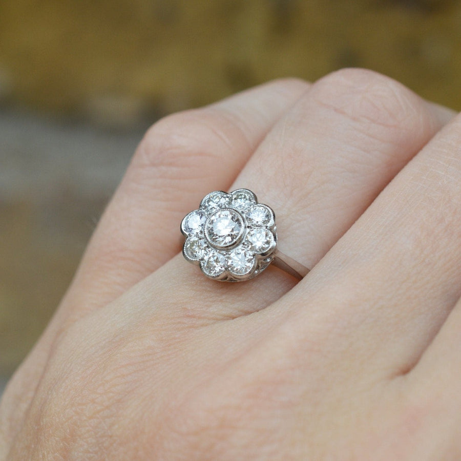 Art Deco Platinum Diamond Cluster Ring | Parkin and Gerrish | Antique & Vintage Jewellery