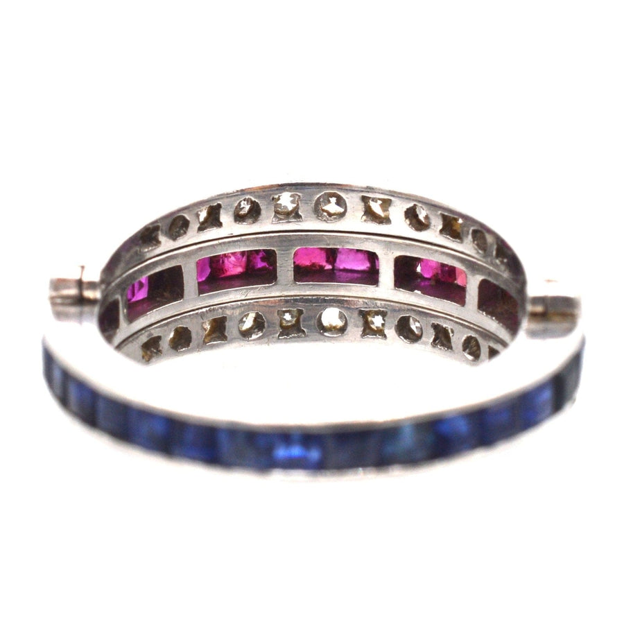 Art Deco Platinum Diamond, Sapphire and Ruby Flip-over (Night and Day) Ring | Parkin and Gerrish | Antique & Vintage Jewellery