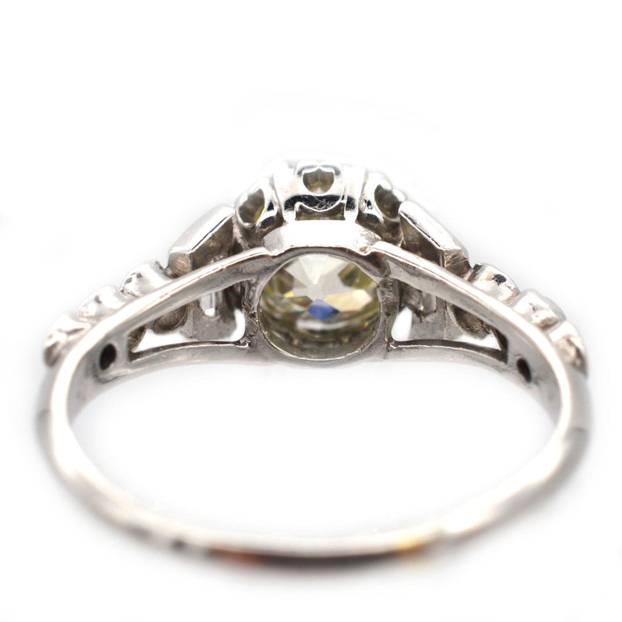 Art Deco Platinum, Large Diamond Solitaire Ring with Diamond Shoulders | Parkin and Gerrish (UK)